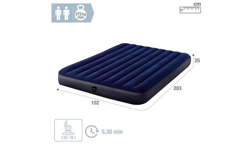 Intex Colchón hinchable Dura-Beam, Cama de aire inflable para camping Color Azul - Imagen 3 de 4