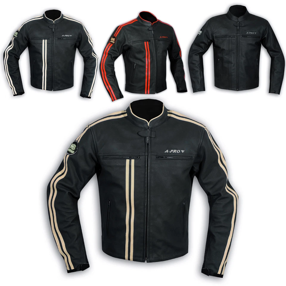 Blouson Cuir Homme Motard Moto Protections CE  Veste Doublure Thermique - Photo 1/4
