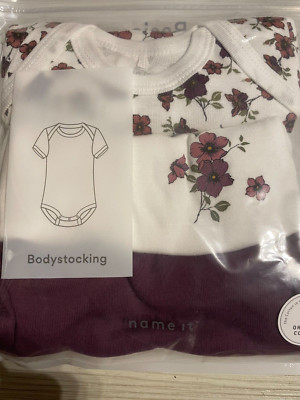 3 er Set Bodys name it NBM Body 13192793 Halbarmbody Blüten purpl Gr. 62 SALE %%