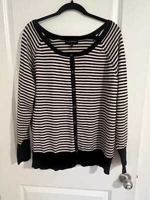 Lane Bryant Women's Black & Gold Button up Metallic thread Sweater Size 18/20