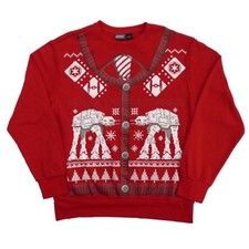 Star Wars Mens Red Galactic Empire ATAT Tie Fighter Christmas Sweatshirt