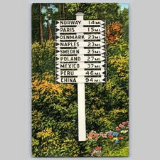 Postcard Maine Sign Post Vacationland Tichnor Bros. USA