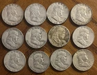 (12) Ben Franklin Half Dollar 90% Silver Various Years