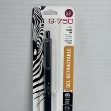 Zebra Pen G-750 Retractable Gel Pen, Black Brass Barrel, Medium Point, Black Ink