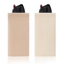 Squeeze Top Sunglass Pouch - Portable Sunglass Organizer Light Beige beige