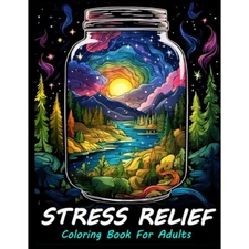 Stress Relief Coloring Book for Adults: Large Print Adult Colouring Book with Re