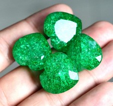 4 Pcs Natural Colombian Emerald Green 200 Ct Heart Cut Certified Gemstone Lot