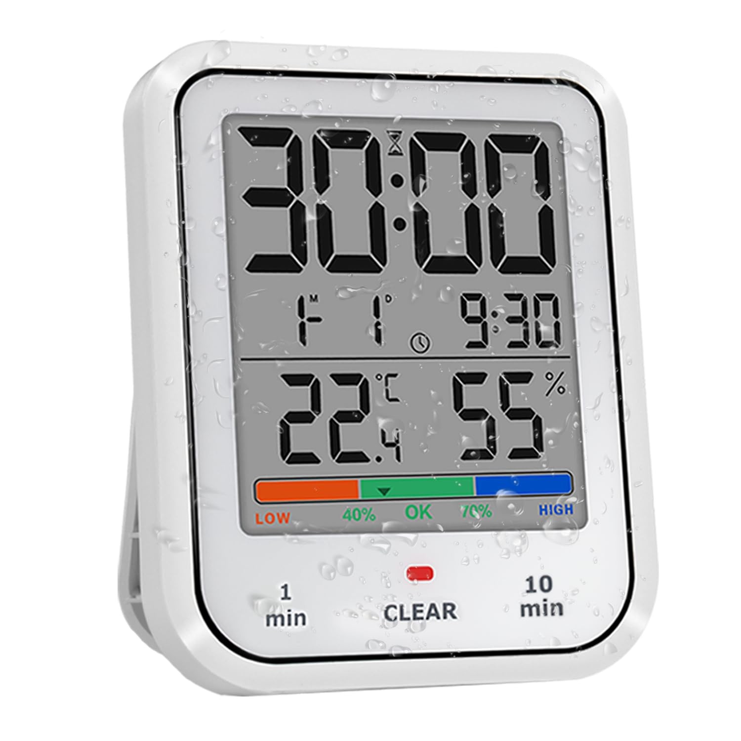 Digital Bathroom Clock, Waterproof Shower Timer with Large T