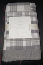Pottery Barn Baby Madras Crib Skirt Plaid Patchwork Gray Grey  White