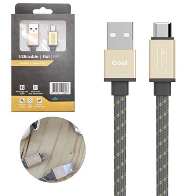 10x 1,5 m langes Kabel mit Datenübertragung, microUSB, Allocacoc Flat Gold
