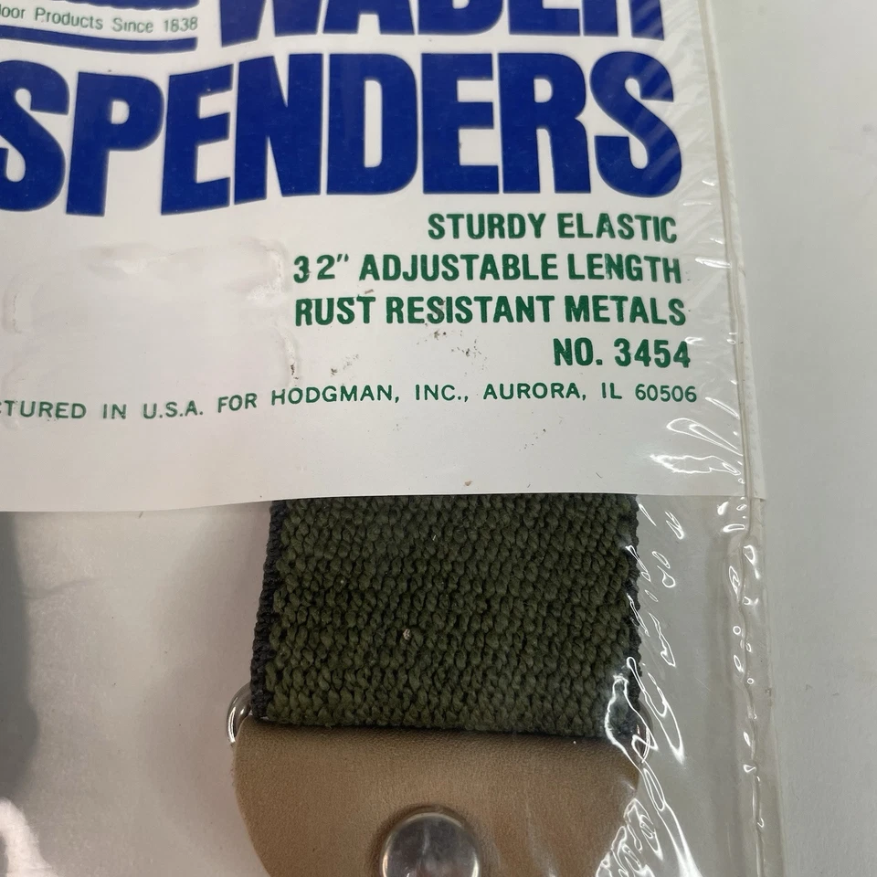 New Vintage Hodgeman Wader Suspenders  2” 32” Adjustable, Tan Clips - Image 2 of 4