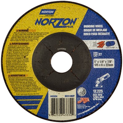 Norton 66252843334 5x1/4x7/8'' NorZon Plus SGZ CA/ZA Grinding Wheel 20 Grit 25 pk