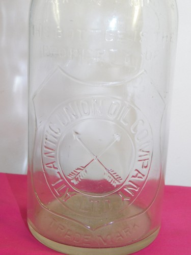 AUSTRALIA "ATLANTIC UNION OIL COMPANY" 1 QUART rare early A.G.M OIL BOTTLE 1930 - Picture 3 of 10