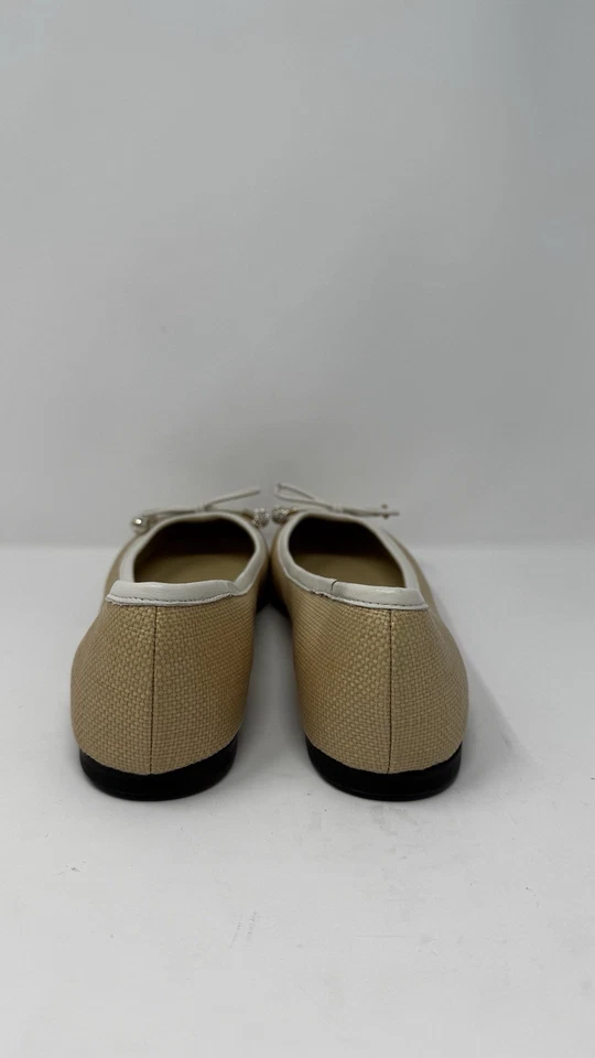 Zapatos planos Jimmy Choo Elme de rafia adornados con perlas y cristales para mujer talla 8 EE. UU./38EU Foto 4 de 4