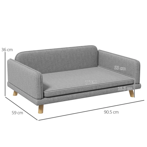 PawHut Dog Sofa Bed with Legs, Water-Resistant Fabric Grey - Picture 3 of 9
