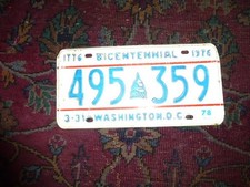 Plaque d'immatriculation bicentenaire Washington DC 1976 - 495 359