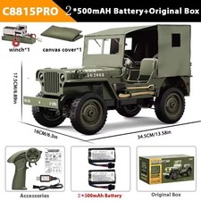 1:10 RC Willys Jeep 1941 4WD Crawler Military Truck Off-Road RTR Car +Two Batter