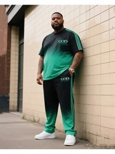 Men's Outfit 2 Piece Set Shirt  Pants Suit PLUS SIZE BIG 5XL