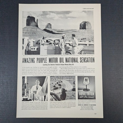 #ad #ad 1951 Royal Triton Union Oil Company of California Vintage Print Ad Purple Motor $15.67