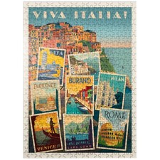 Premium 500-Piece Vintage Italy Collage Jigsaw Puzzle for Adults