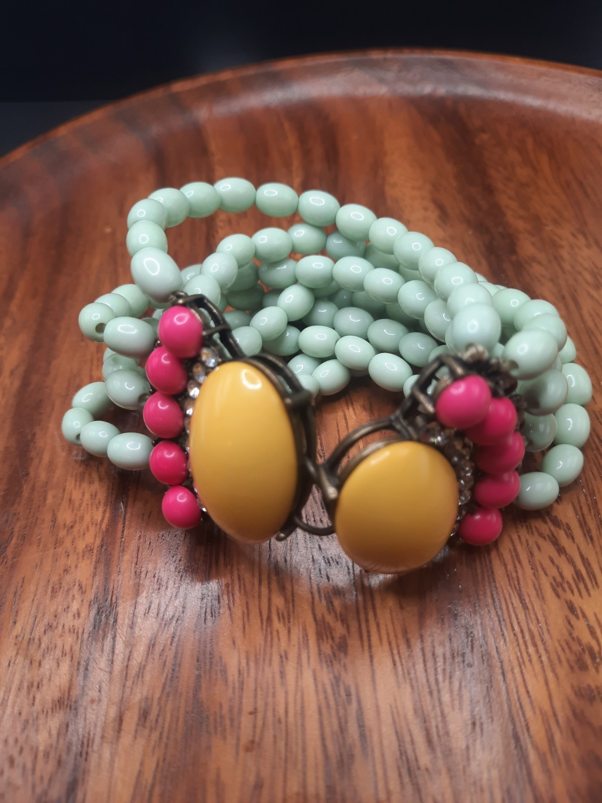 Colorful Multi Beaded Statement Stretch Wide Brac… - image 7