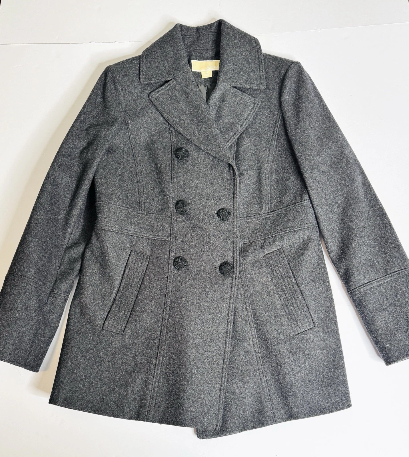 Cappotto donna MICHAEL KORS grigio misto lana doppiopetto pea medio us intime ottimeioni