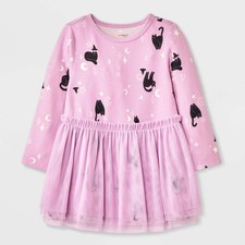 Cat Jack Baby Girls Purple Halloween Witch Tulle Dress - 18M