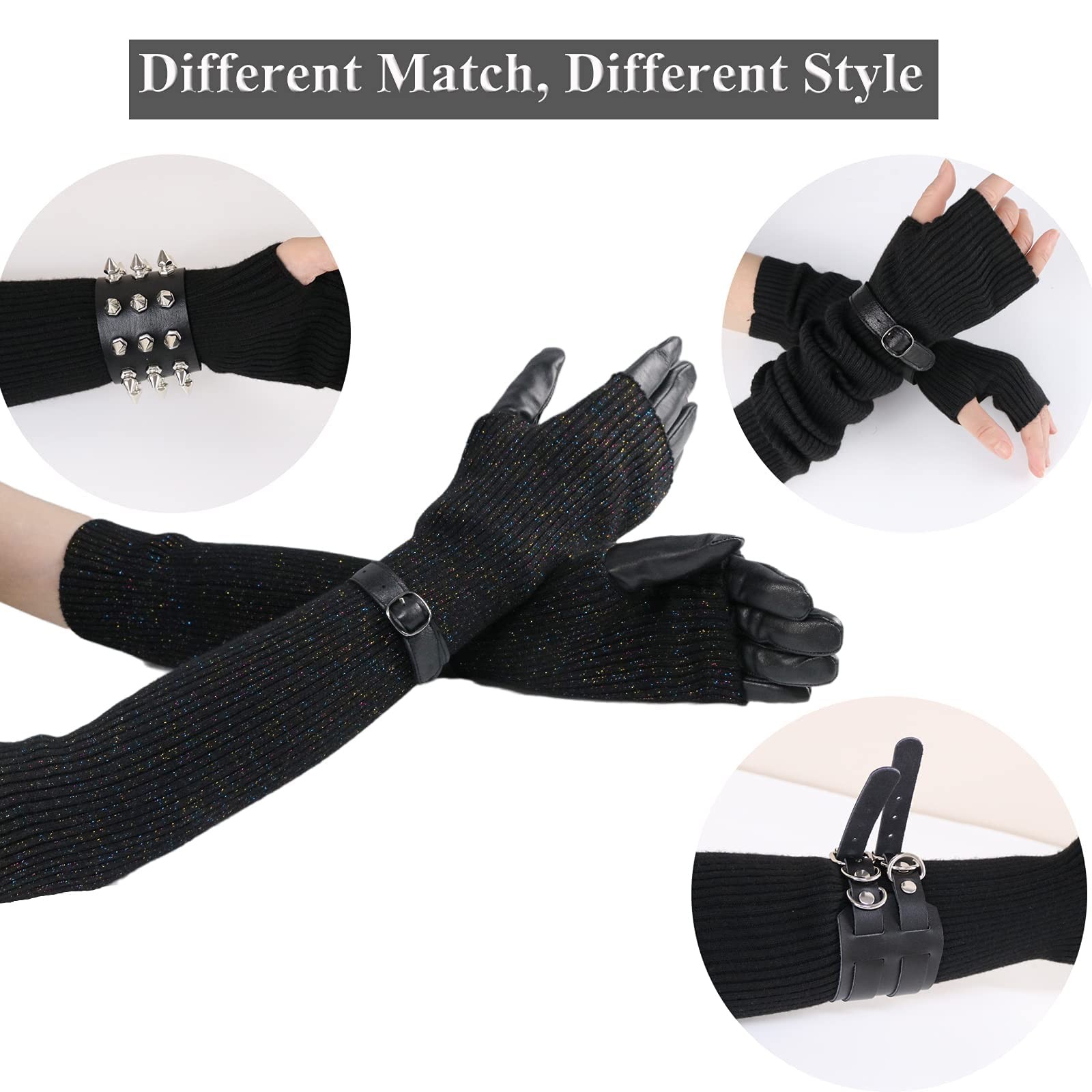 Arm Warmer Women Warm Cashmere Blend Long Fingerless Gloves for Men and Women...