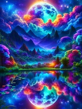 ijbnhd Moon Diamond Painting Art Kit for Adults Abstract 12 x 16 in,