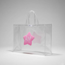 GAP Sandy Liang Clear Pink Star Tote Bag Large 25.5"x16" New