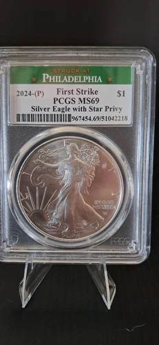 2024 P SILVER EAGLE FIRST STRIKE PCGS MS69 WITH STAR PRIVY