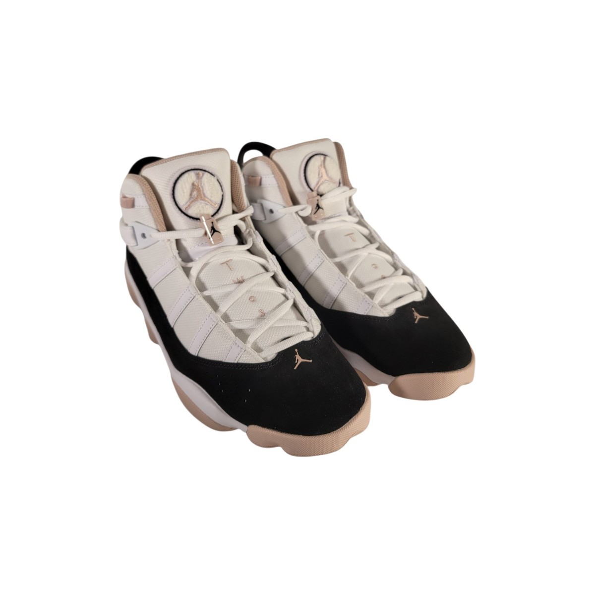 Nike Air Jordan 6 Rings Fossil Stone Men\'s Size 9.5 - White/Black/Tan High Top Nike Air Jordan 6 Rings Fossil Stone White Black Basketball  main image 3