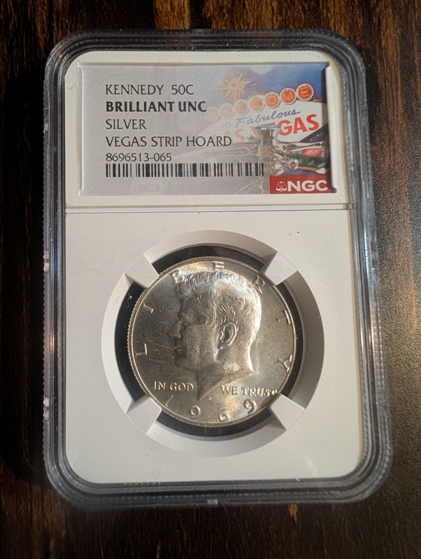 Kennedy Half Dollar Brilliant UNC Silver Vegas Hoard NGC 1969