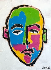 SLOOG Original Art Colorful Modern Art Acrylic Painting on Canvas 12x16 Face