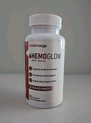 Cell Charge HemoGlow Ultra Potency Capsules 30 Biotin Immune Blood Sugar 8/27