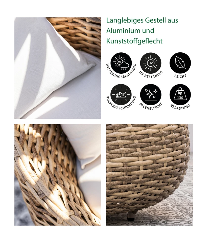 Lounge Sessel Tulum aus Kunststoffgeflecht / Aluminium 97 x 95 x 76 cm, Dehner - Bild 2 von 4