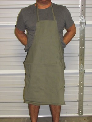 NEW! HEAVY DUTY COTTON WORK APRON, 33'' x 25'', OLIVE GREEN