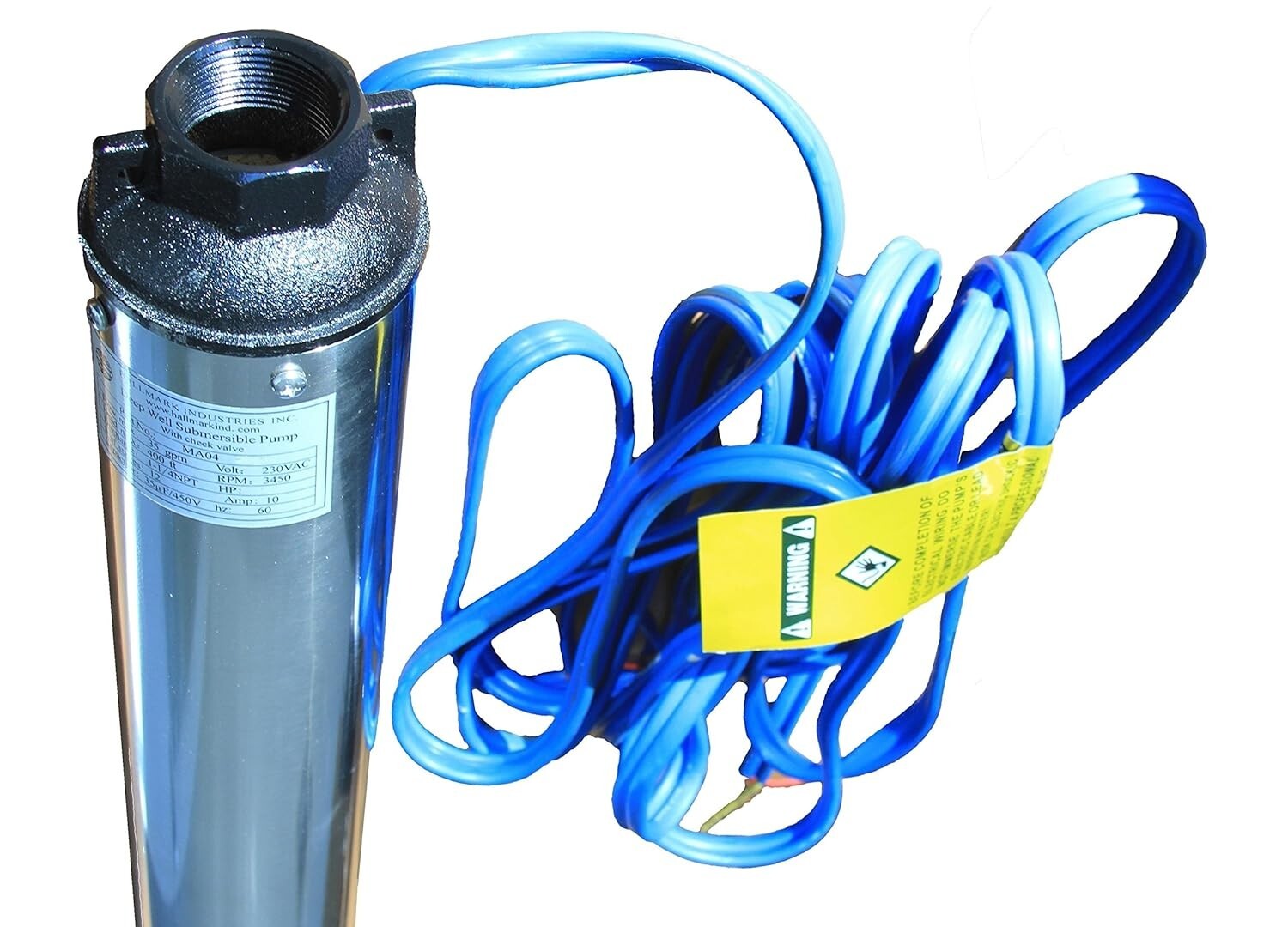 1 HP Deep Well Submersible Pump, 230V, 33 GPM – Stainless Steel, Quiet Design