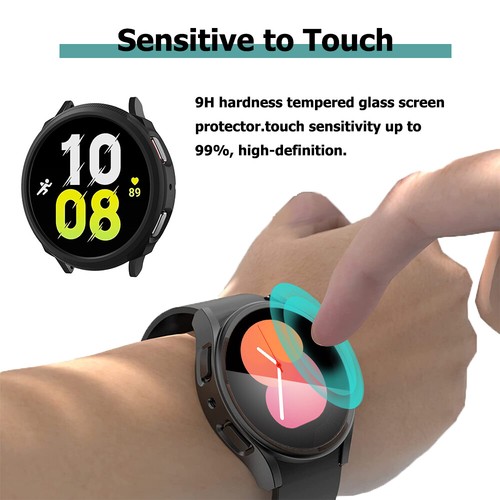 For Samsung Galaxy Watch 7 6 5 4 Hard Case Screen Cover Tempered Glass 40/44mm - Picture 6 of 12