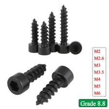Hex Socket Cap Head Self-Tapping Sheet Metal Wood Screws Grade 8.8 Steel M2 - M6