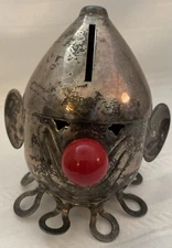 Rare 1930’s Napier Silver Red Nose Clown Bank