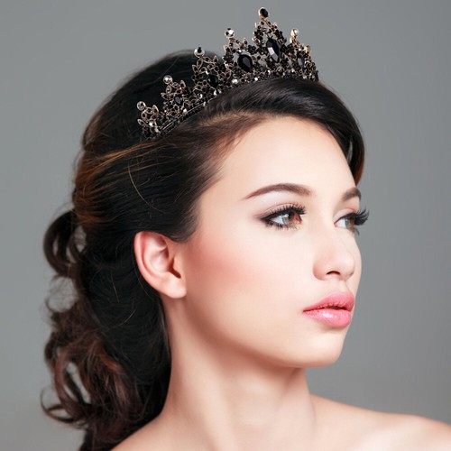 Women Gothic Crown Rhinestones Tiara Baroque Style Wedding Bridal Crown - Picture 10 of 12