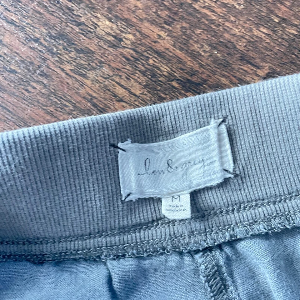 Pantalones Cortos Lou & Grey 100% Lino Corbata Cintura Pull On Gris Puños Viaje LOFT Foto 4 de 4