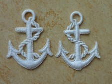 Parche Parche Ancla Lana Blanco Marítimo 2 Piezas 5,5 x 4 cm