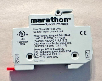 Marathon 6SC30A Fuse Holder, 30 AMP 600VAC - USED