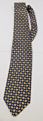 Bijoux Terner Mens 100%Silk Floral/Blue Strawberry Pattern Tie Size One