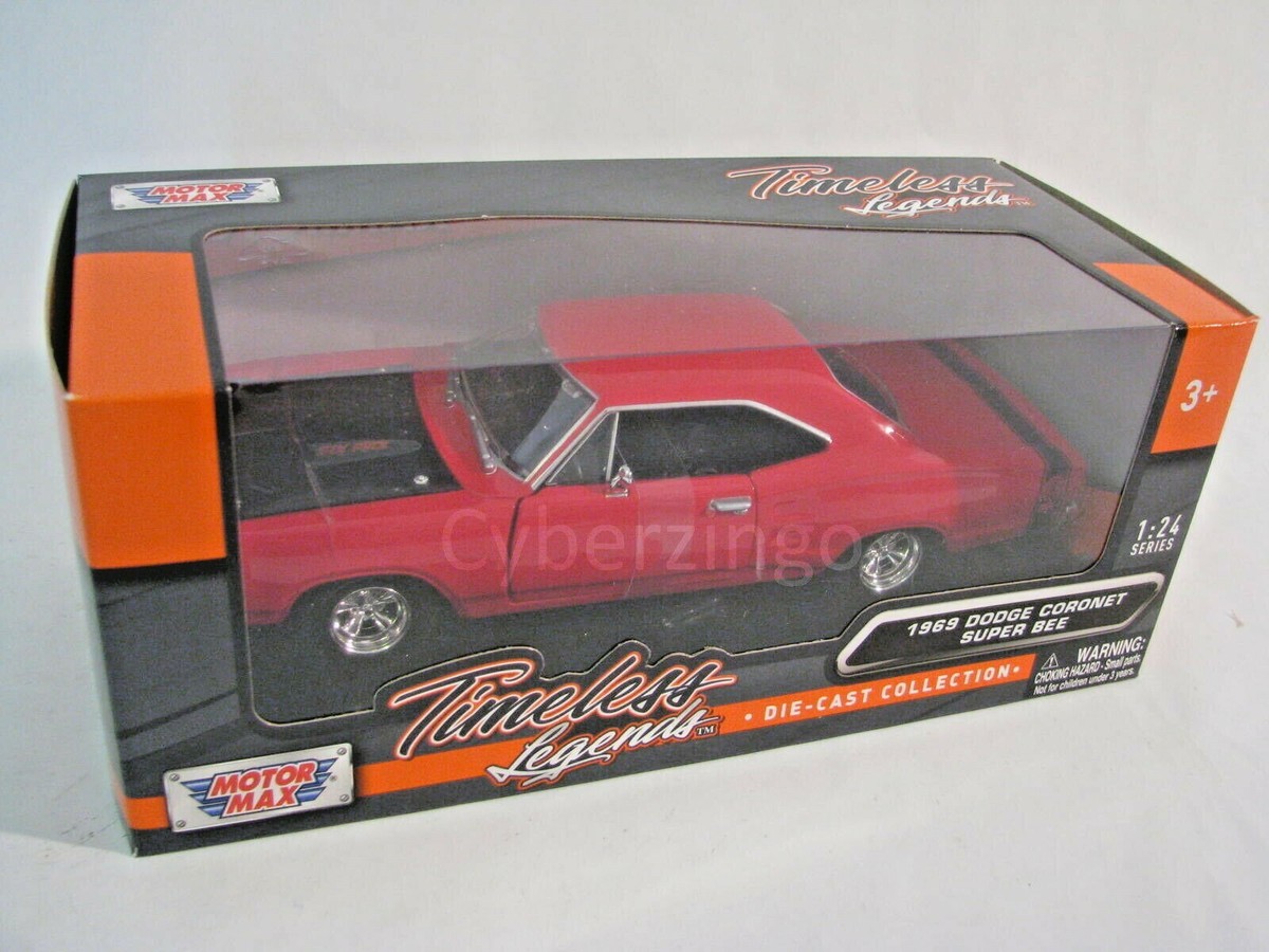 1969 Dodge Coronet Super Bee Red Motor Max 1:24 Diecast Model Car