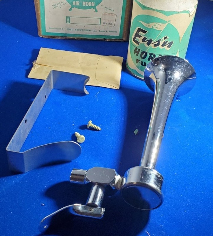 Vintage Ens'n signal horn boat farm camps Great chrome Emty Can Used  