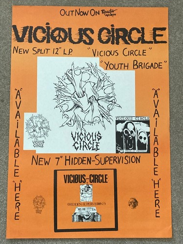 VICIOUS CIRCLE. RARE ORIGINAL Australian Reactor Records PROMO Poster (1986)