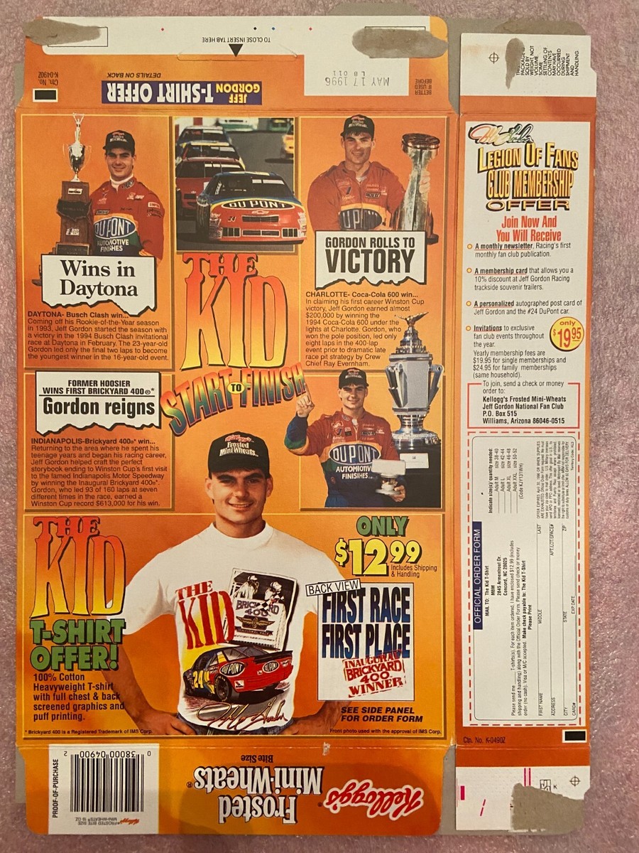 1995 Kelloggs Frosted Mini-Wheats Bite Size 19 oz Jeff Gordon